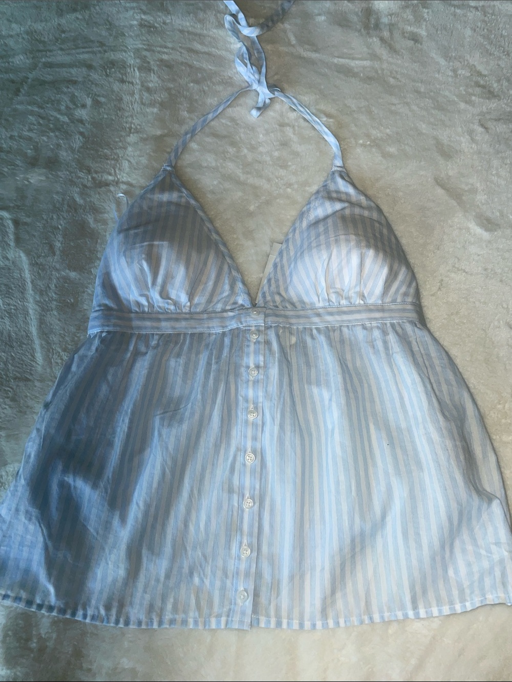 Hollister size L blue/white striped halter top-NWT